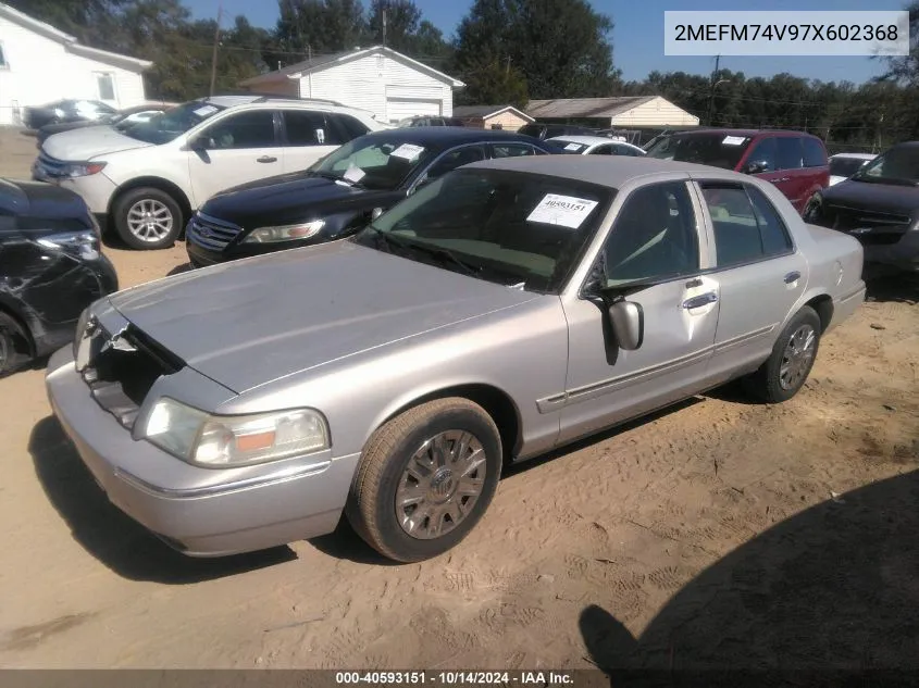 2007 Mercury Grand Marquis Gs VIN: 2MEFM74V97X602368 Lot: 40593151