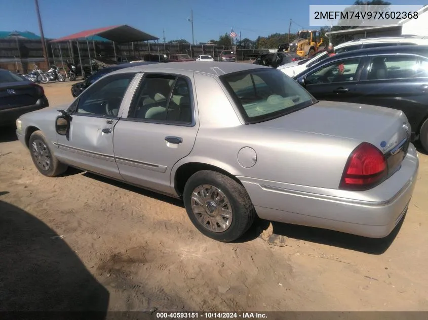 2007 Mercury Grand Marquis Gs VIN: 2MEFM74V97X602368 Lot: 40593151