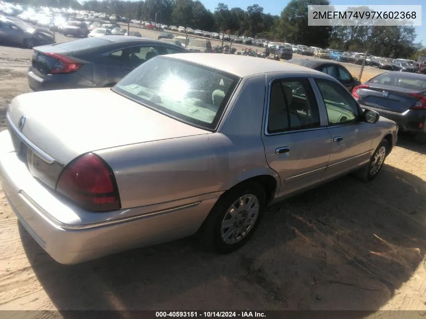 2007 Mercury Grand Marquis Gs VIN: 2MEFM74V97X602368 Lot: 40593151