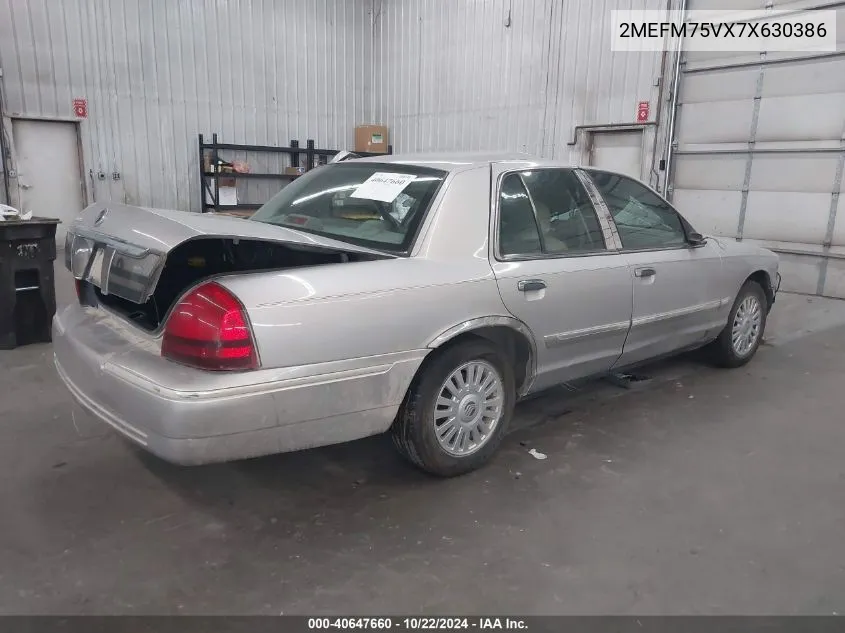 2007 Mercury Grand Marquis Ls VIN: 2MEFM75VX7X630386 Lot: 40647660