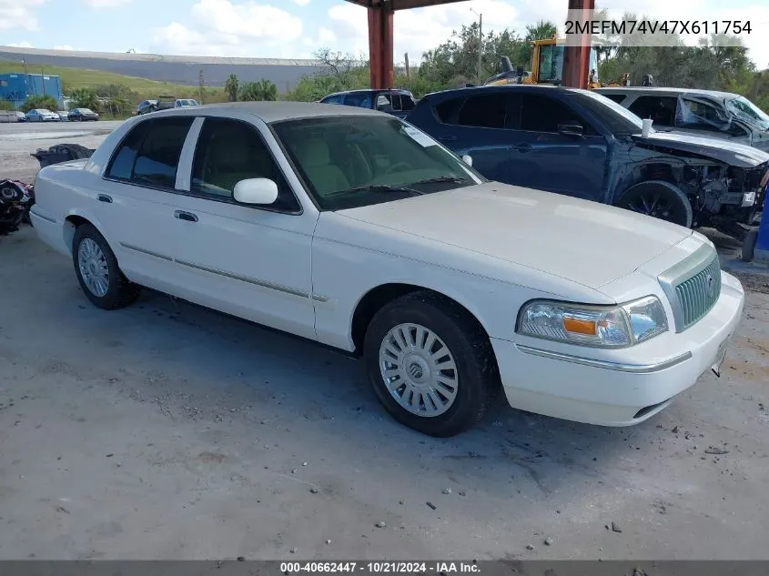 2007 Mercury Grand Marquis Gs VIN: 2MEFM74V47X611754 Lot: 40662447