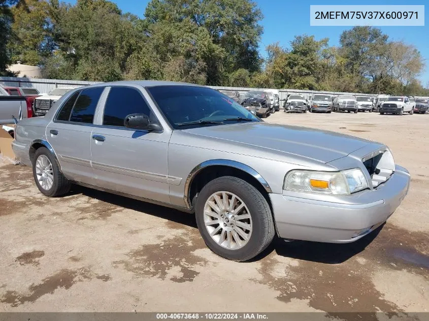 2007 Mercury Grand Marquis Ls VIN: 2MEFM75V37X600971 Lot: 40673648