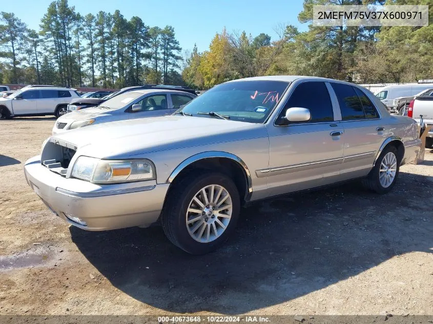 2007 Mercury Grand Marquis Ls VIN: 2MEFM75V37X600971 Lot: 40673648