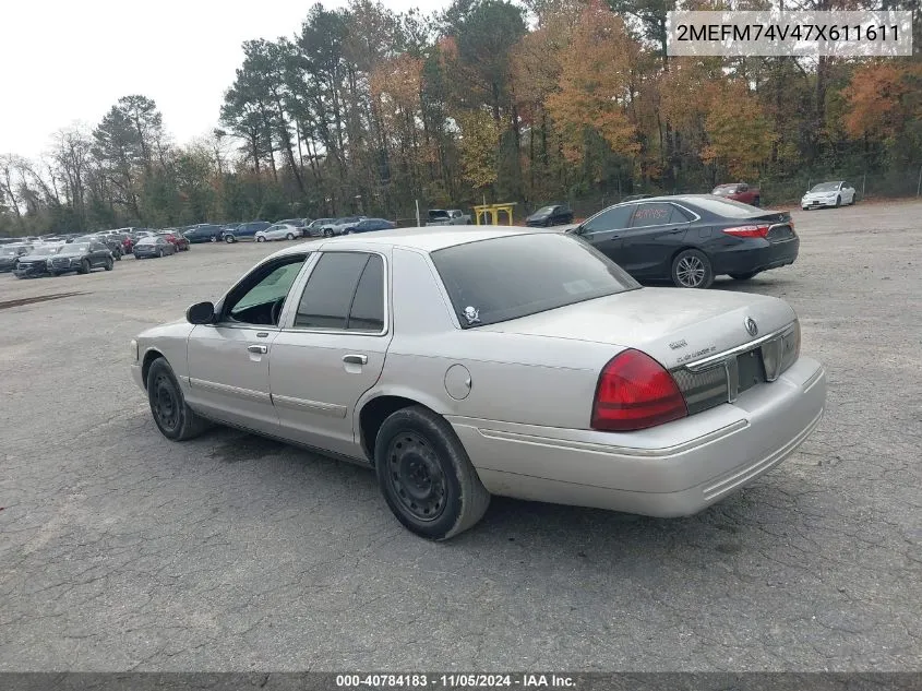 2MEFM74V47X611611 2007 Mercury Grand Marquis Gs