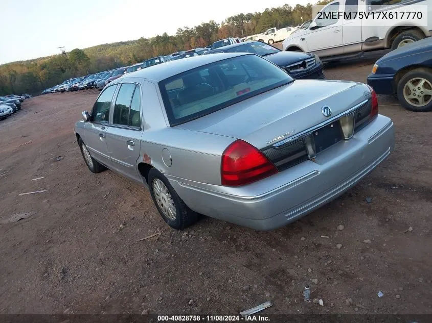 2007 Mercury Grand Marquis Ls VIN: 2MEFM75V17X617770 Lot: 40828758