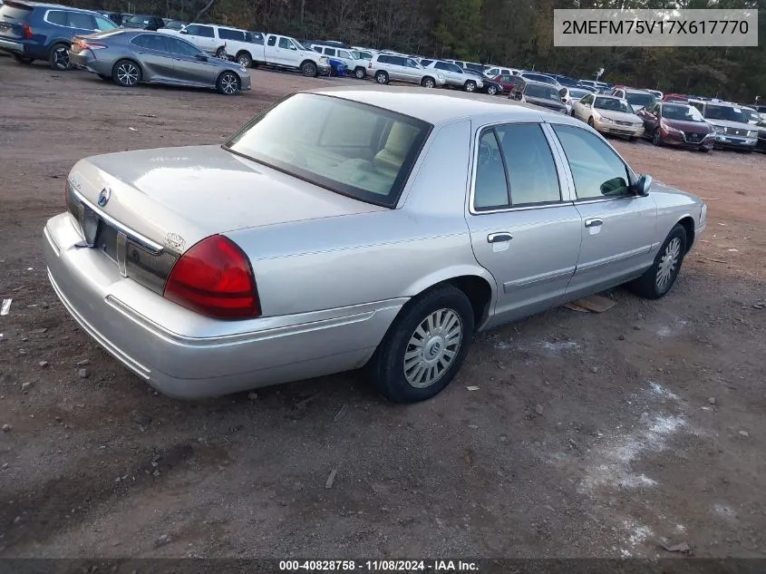 2007 Mercury Grand Marquis Ls VIN: 2MEFM75V17X617770 Lot: 40828758