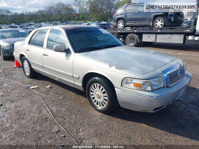 2007 Mercury Grand Marquis Ls VIN: 2MEFM75V07X639355 Lot: 40839420