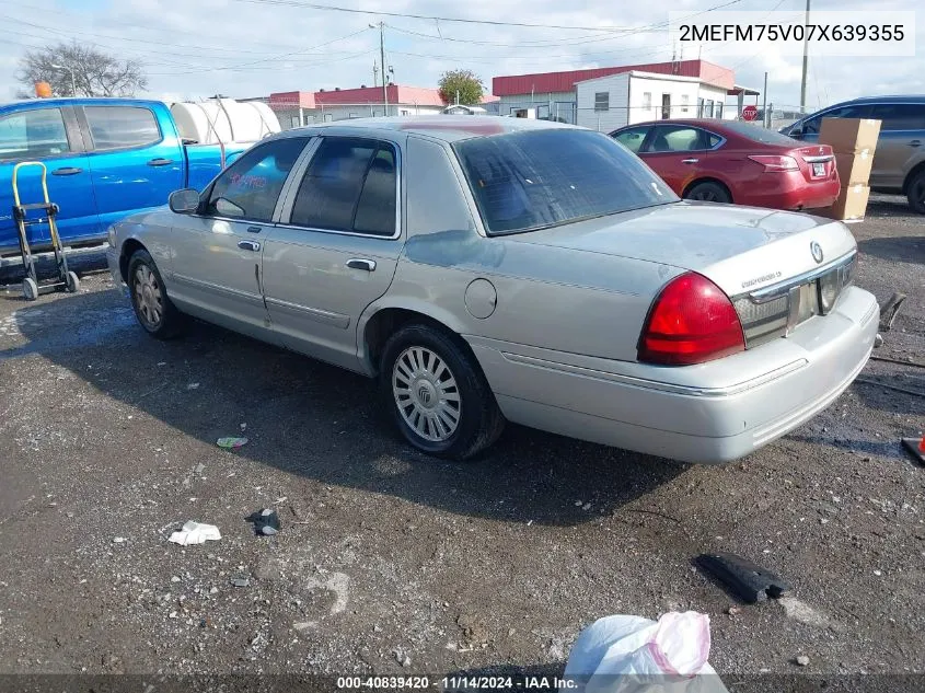 2007 Mercury Grand Marquis Ls VIN: 2MEFM75V07X639355 Lot: 40839420