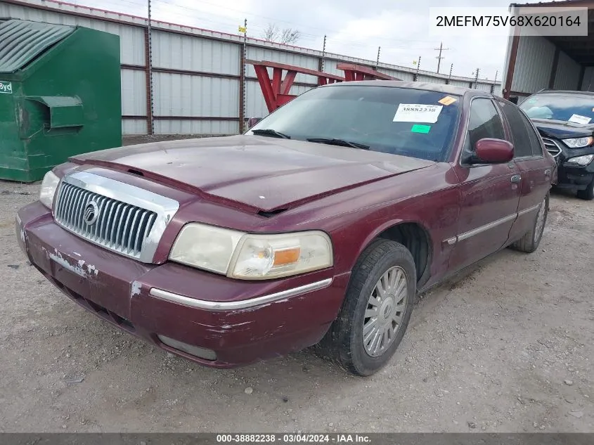 2008 Mercury Grand Marquis Ls VIN: 2MEFM75V68X620164 Lot: 38882238