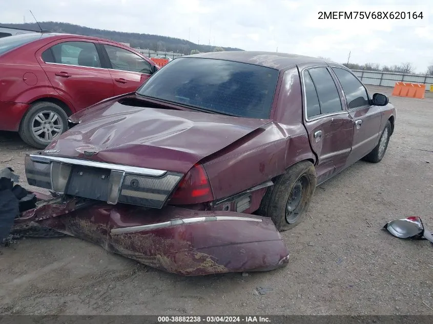 2008 Mercury Grand Marquis Ls VIN: 2MEFM75V68X620164 Lot: 38882238