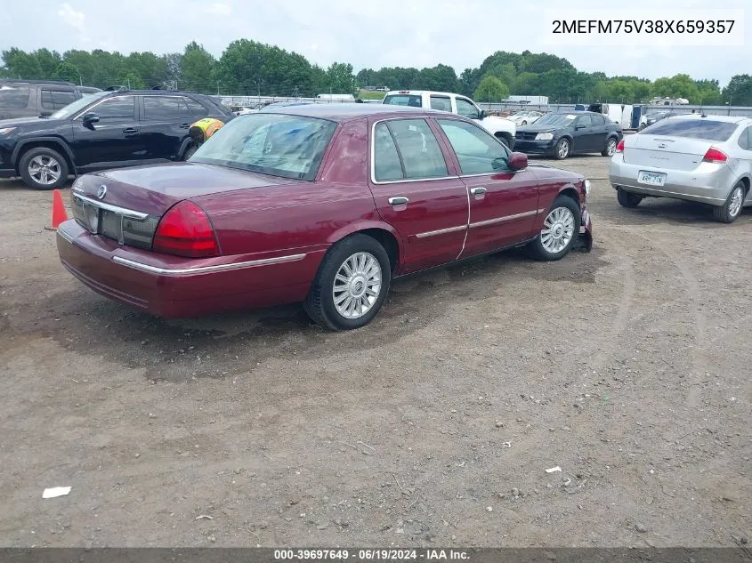 2008 Mercury Grand Marquis Ls VIN: 2MEFM75V38X659357 Lot: 39697649