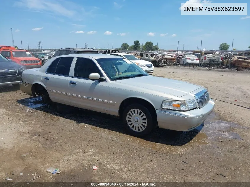 2008 Mercury Grand Marquis Ls VIN: 2MEFM75V88X623597 Lot: 40094849