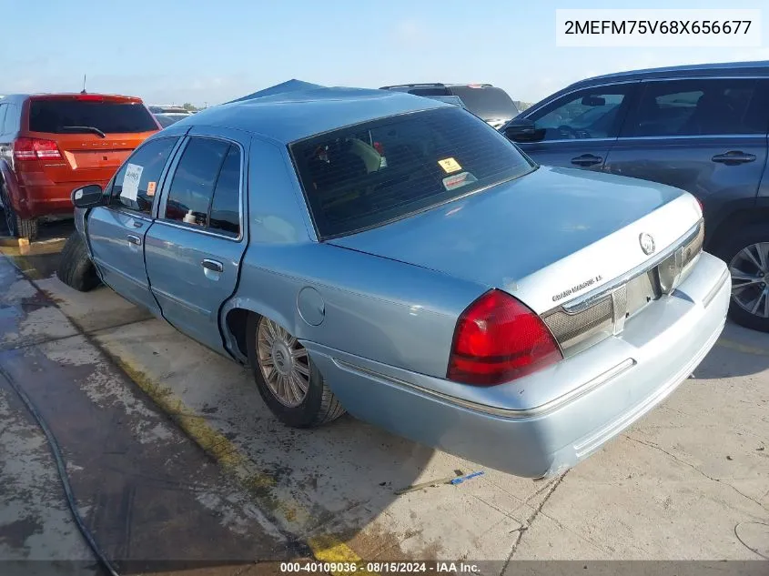 2008 Mercury Grand Marquis Ls VIN: 2MEFM75V68X656677 Lot: 40109036