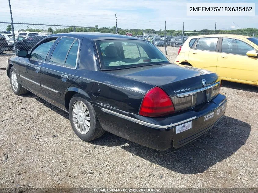 2008 Mercury Grand Marquis Ls VIN: 2MEFM75V18X635462 Lot: 40154344