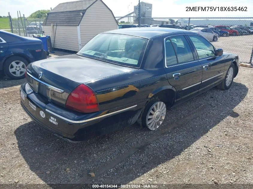 2008 Mercury Grand Marquis Ls VIN: 2MEFM75V18X635462 Lot: 40154344