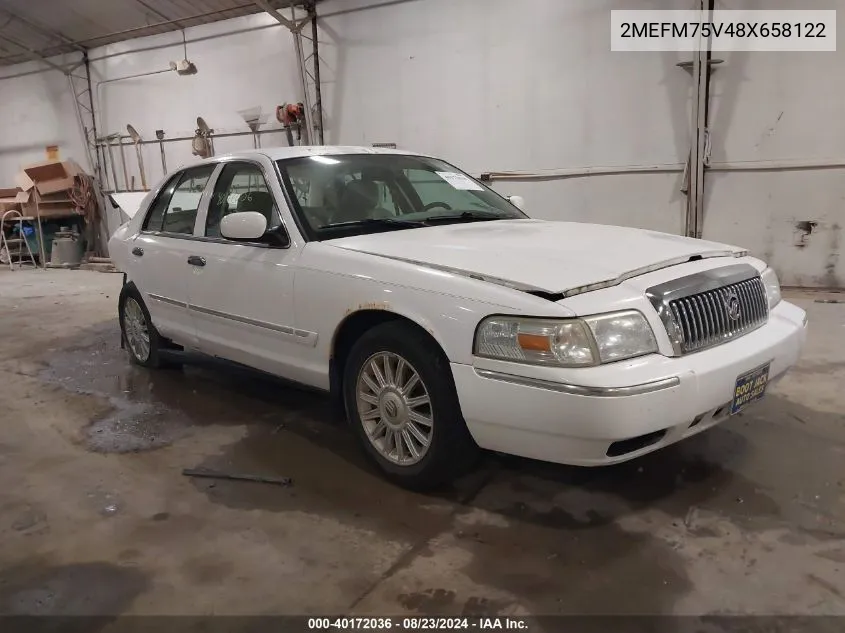 2008 Mercury Grand Marquis Ls VIN: 2MEFM75V48X658122 Lot: 40172036