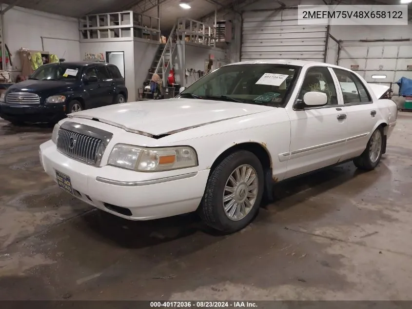 2008 Mercury Grand Marquis Ls VIN: 2MEFM75V48X658122 Lot: 40172036