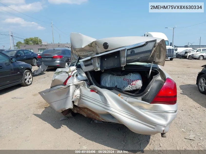 2008 Mercury Grand Marquis Ls VIN: 2MEHM75VX8X630334 Lot: 40185496