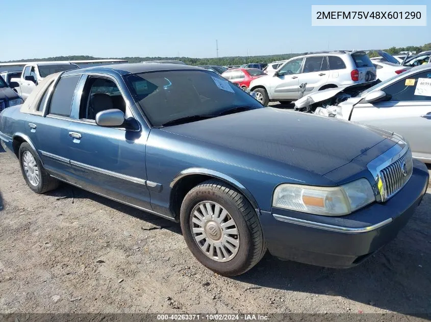 2008 Mercury Grand Marquis Ls VIN: 2MEFM75V48X601290 Lot: 40263371