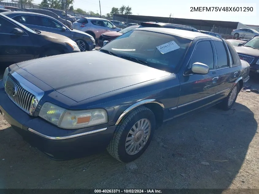 2008 Mercury Grand Marquis Ls VIN: 2MEFM75V48X601290 Lot: 40263371