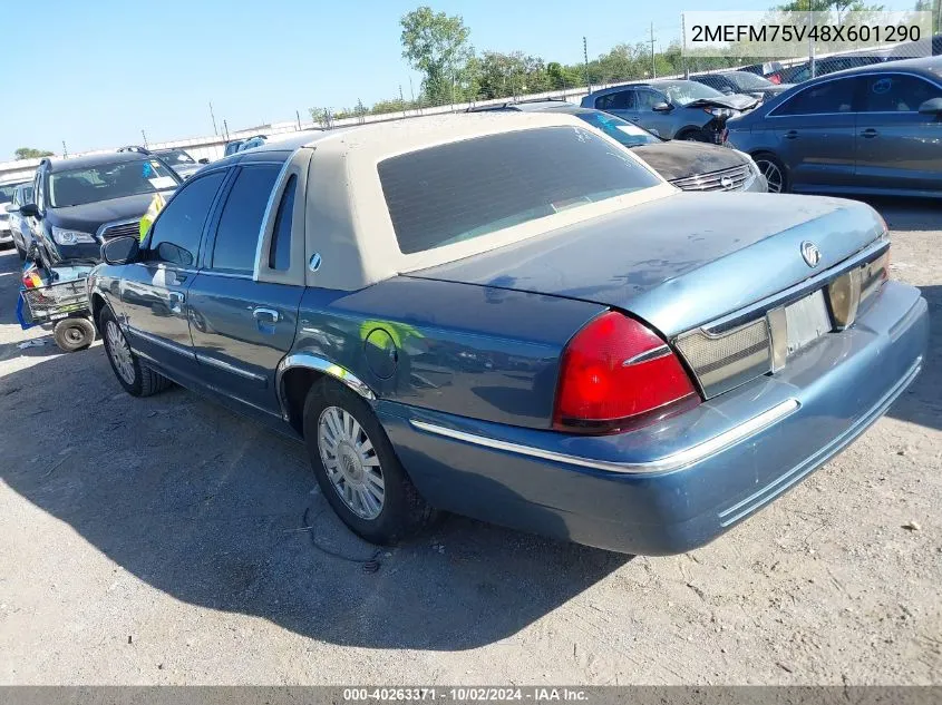 2008 Mercury Grand Marquis Ls VIN: 2MEFM75V48X601290 Lot: 40263371