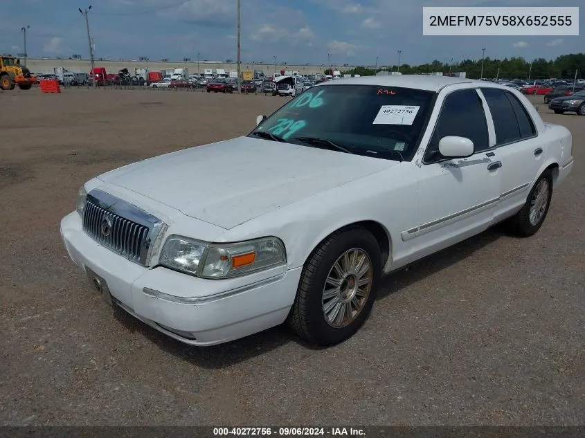 2008 Mercury Grand Marquis Ls VIN: 2MEFM75V58X652555 Lot: 40272756