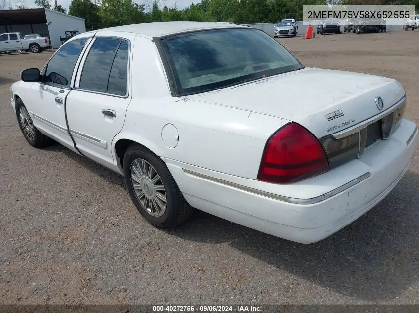 2008 Mercury Grand Marquis Ls VIN: 2MEFM75V58X652555 Lot: 40272756