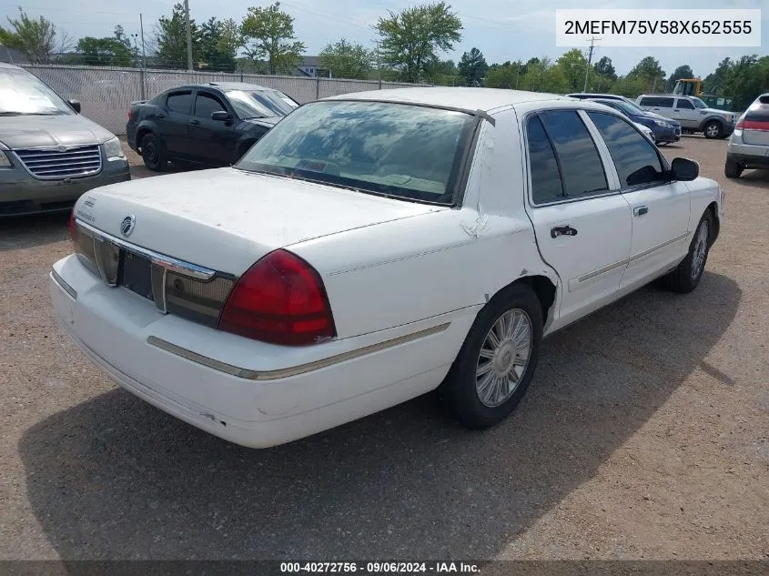 2008 Mercury Grand Marquis Ls VIN: 2MEFM75V58X652555 Lot: 40272756