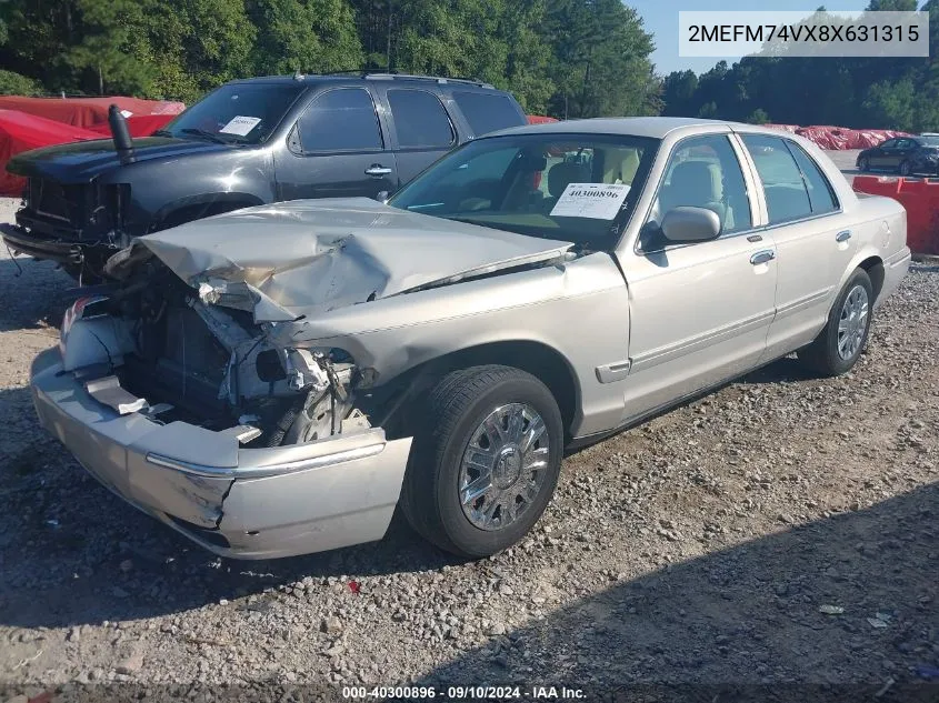 2008 Mercury Grand Marquis Gs VIN: 2MEFM74VX8X631315 Lot: 40300896