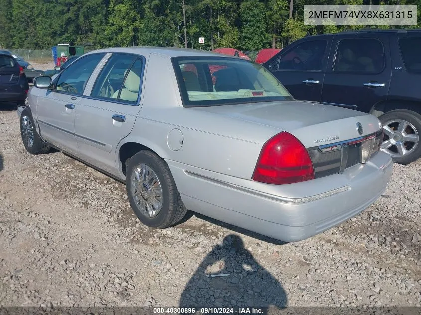 2008 Mercury Grand Marquis Gs VIN: 2MEFM74VX8X631315 Lot: 40300896