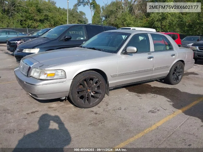 2008 Mercury Grand Marquis Ls VIN: 2MEFM75V28X602177 Lot: 40306303