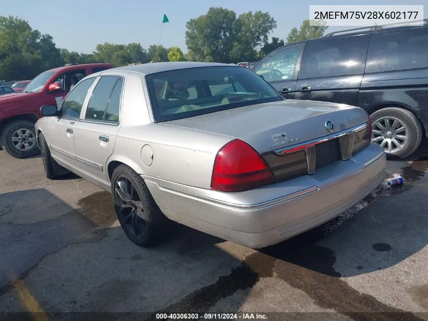 2008 Mercury Grand Marquis Ls VIN: 2MEFM75V28X602177 Lot: 40306303