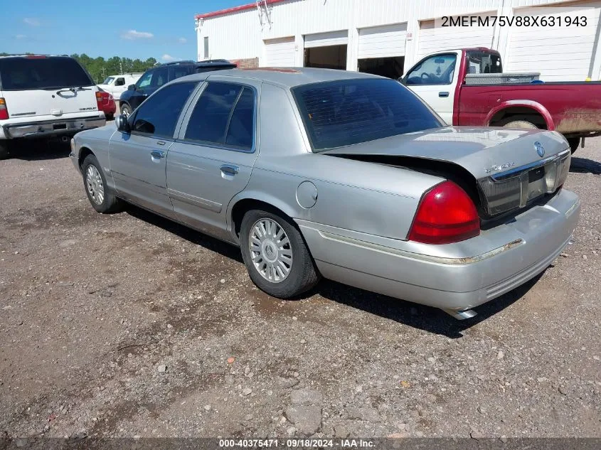 2008 Mercury Grand Marquis Ls VIN: 2MEFM75V88X631943 Lot: 40375471