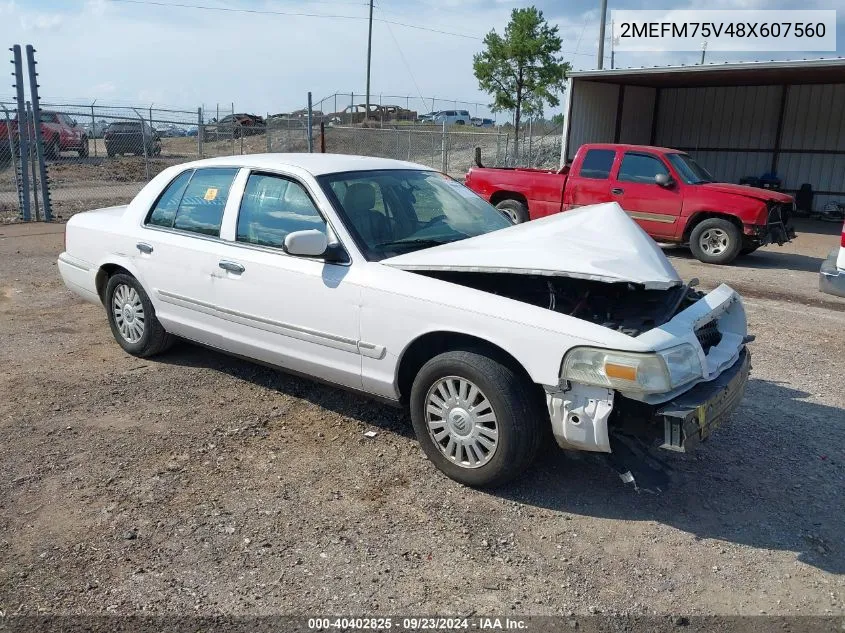 2008 Mercury Grand Marquis Ls VIN: 2MEFM75V48X607560 Lot: 40402825