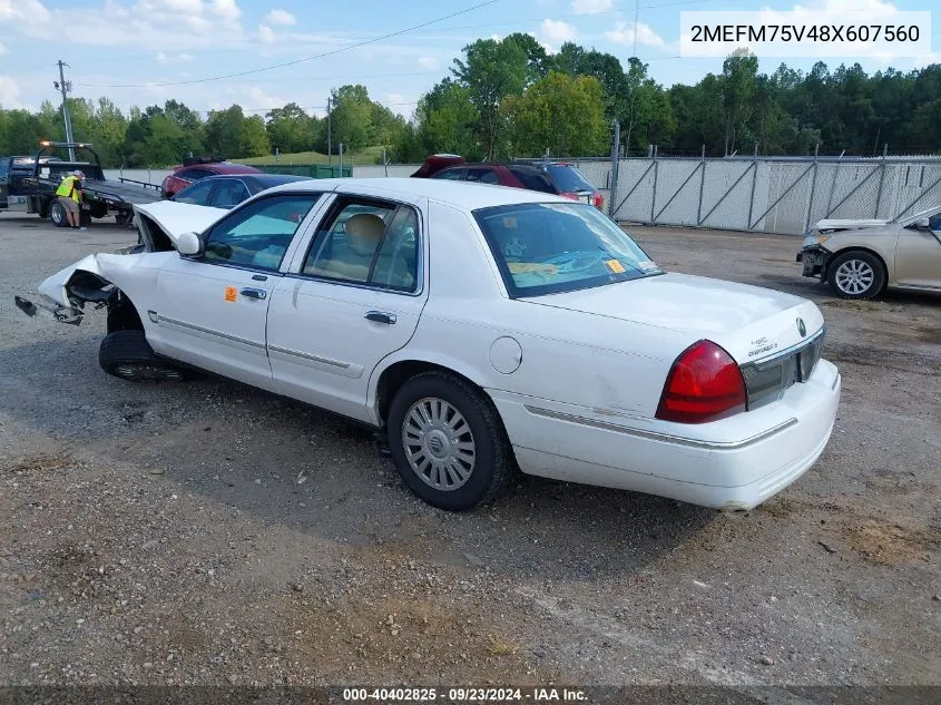 2008 Mercury Grand Marquis Ls VIN: 2MEFM75V48X607560 Lot: 40402825