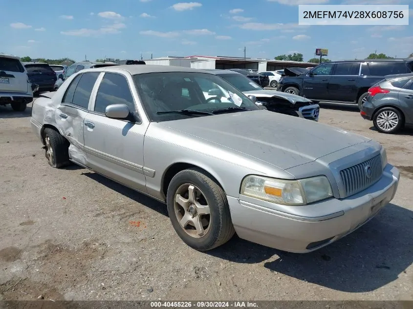 2008 Mercury Grand Marquis Gs VIN: 2MEFM74V28X608756 Lot: 40455226