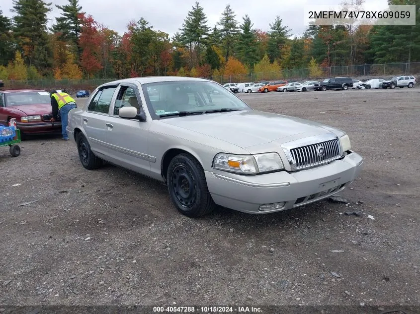 2008 Mercury Grand Marquis Gs VIN: 2MEFM74V78X609059 Lot: 40547288