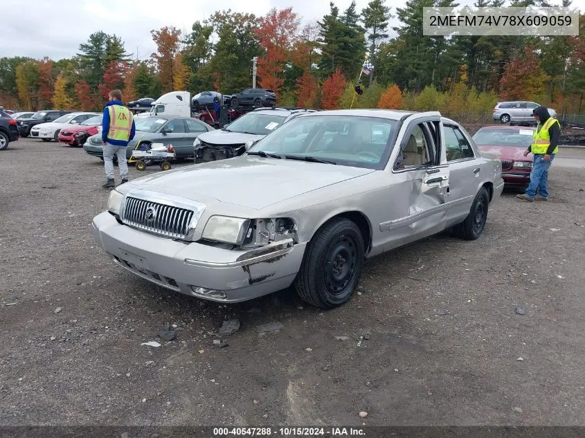 2008 Mercury Grand Marquis Gs VIN: 2MEFM74V78X609059 Lot: 40547288