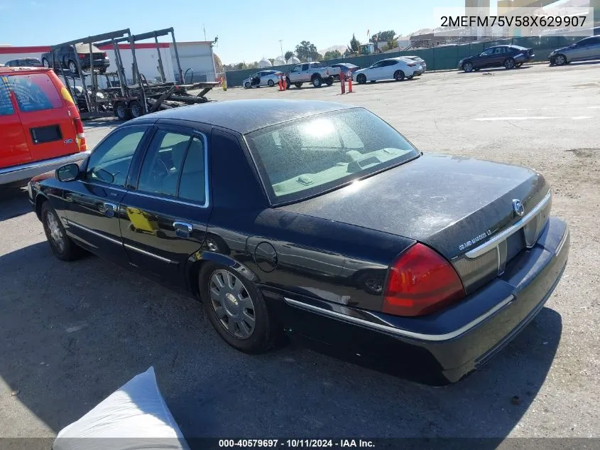 2008 Mercury Grand Marquis Ls VIN: 2MEFM75V58X629907 Lot: 40579697