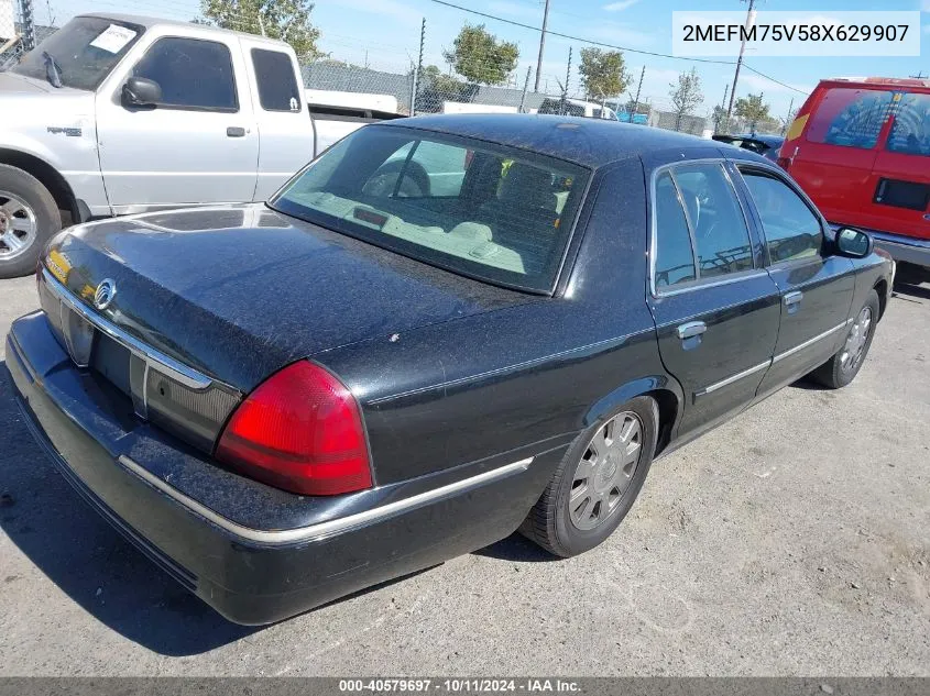 2008 Mercury Grand Marquis Ls VIN: 2MEFM75V58X629907 Lot: 40579697