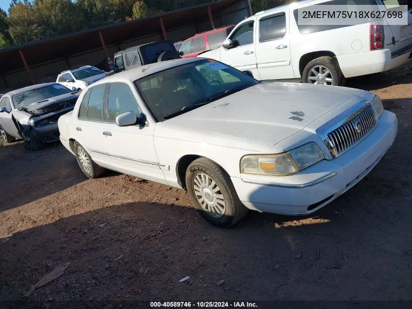 2008 Mercury Grand Marquis Ls VIN: 2MEFM75V18X627698 Lot: 40589746