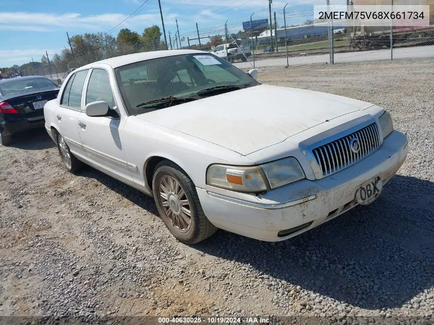 2008 Mercury Grand Marquis Ls VIN: 2MEFM75V68X661734 Lot: 40630025