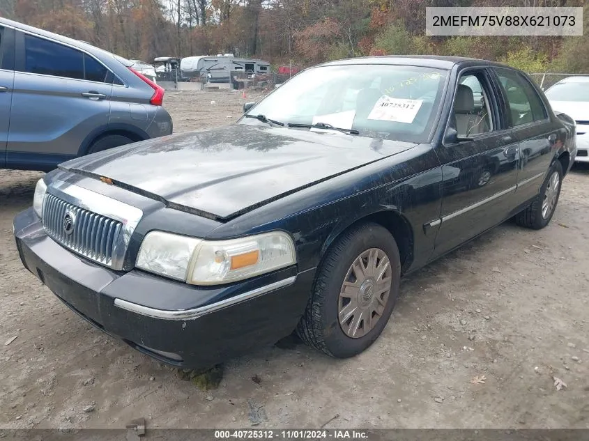 2008 Mercury Grand Marquis Ls VIN: 2MEFM75V88X621073 Lot: 40725312