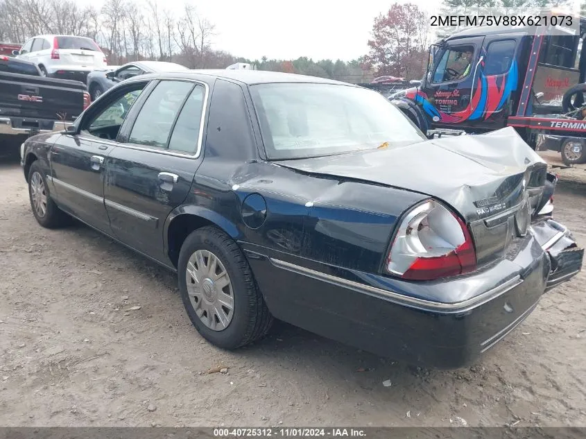 2008 Mercury Grand Marquis Ls VIN: 2MEFM75V88X621073 Lot: 40725312