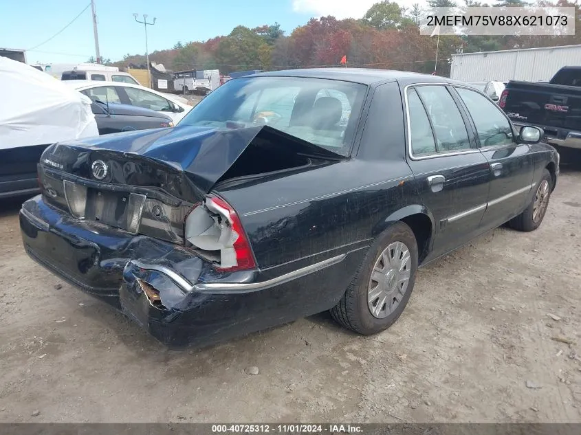 2008 Mercury Grand Marquis Ls VIN: 2MEFM75V88X621073 Lot: 40725312