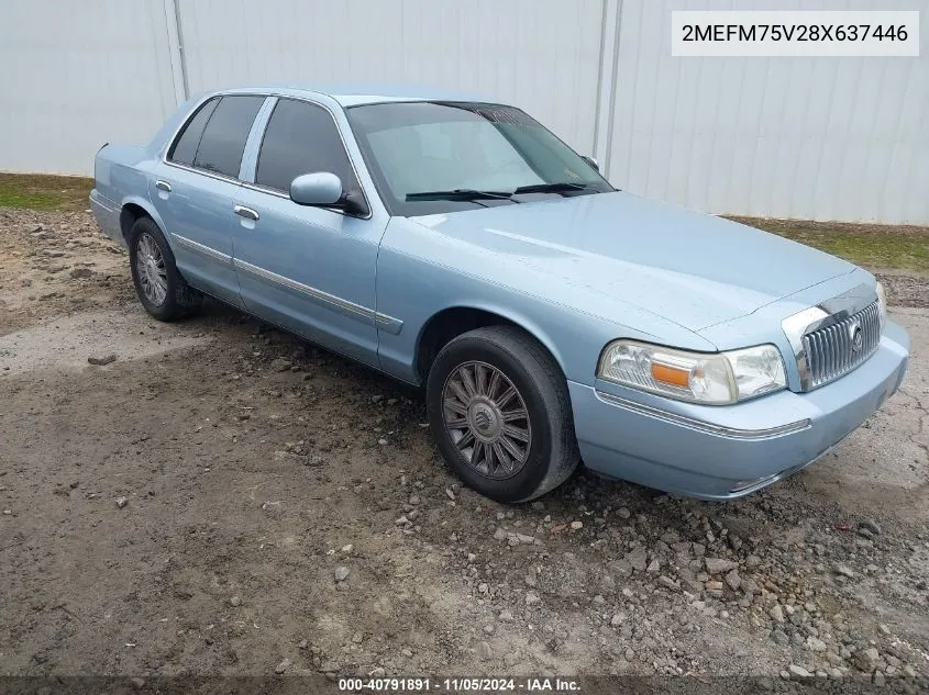 2008 Mercury Grand Marquis Ls VIN: 2MEFM75V28X637446 Lot: 40791891