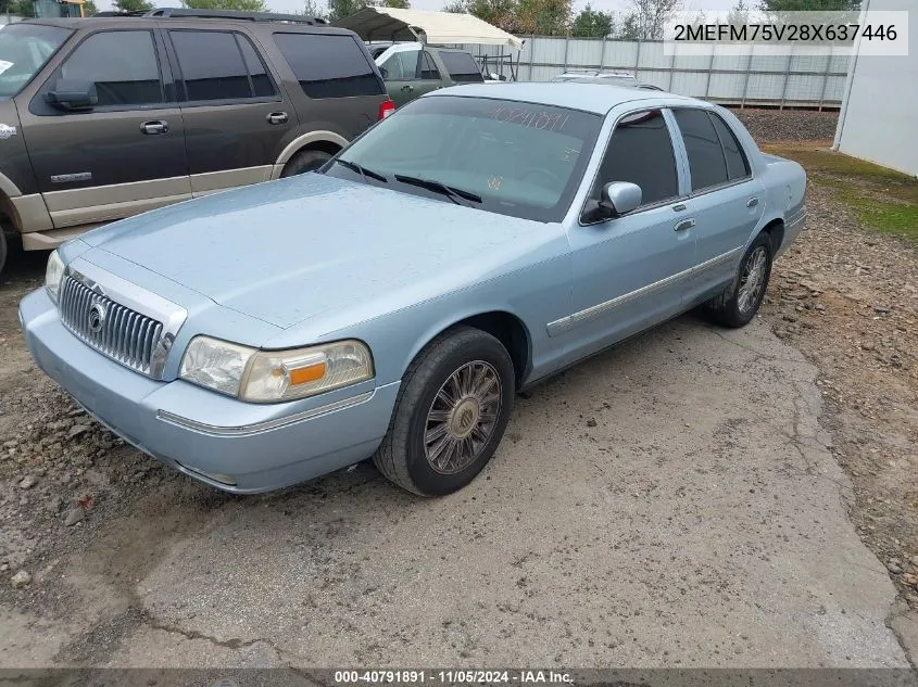 2008 Mercury Grand Marquis Ls VIN: 2MEFM75V28X637446 Lot: 40791891