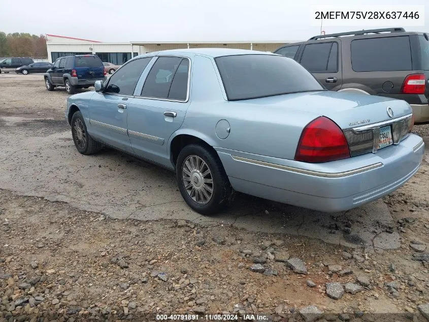 2008 Mercury Grand Marquis Ls VIN: 2MEFM75V28X637446 Lot: 40791891