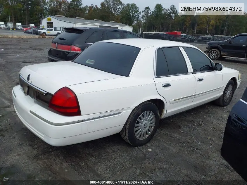 2008 Mercury Grand Marquis Ls VIN: 2MEHM75V98X604372 Lot: 40814860