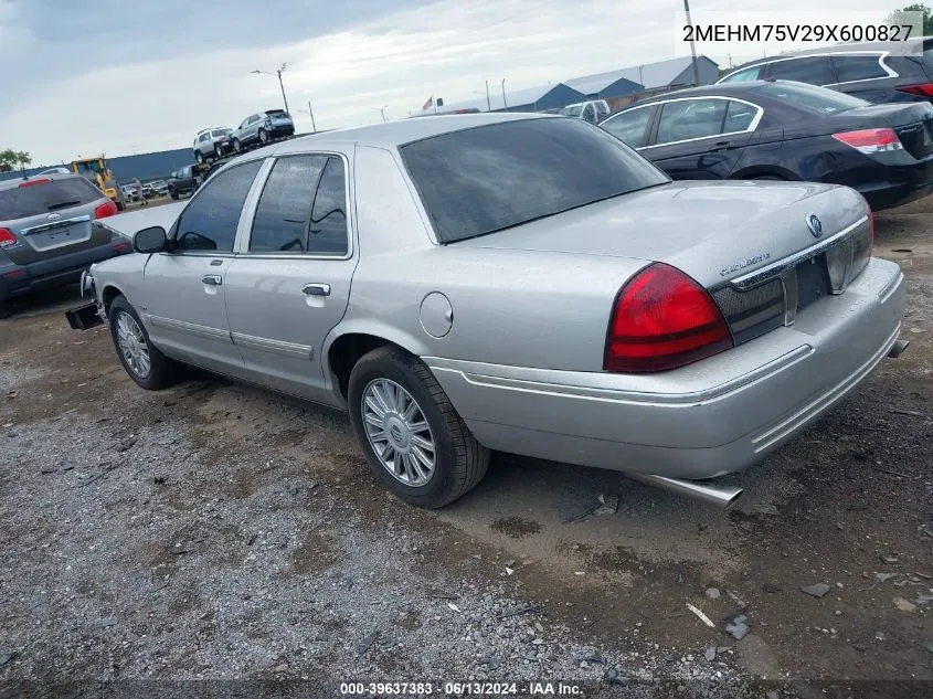 2009 Mercury Grand Marquis Ls (Fleet Only) VIN: 2MEHM75V29X600827 Lot: 39637383